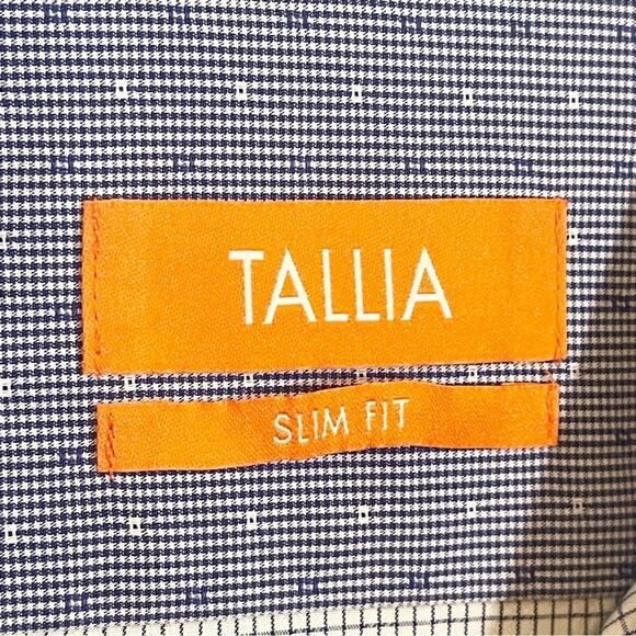 Tallia Mens Cotton Plaid Collared Slim Fit Button Down Shirt Size 16.5-32/33 - Picture 8 of 13